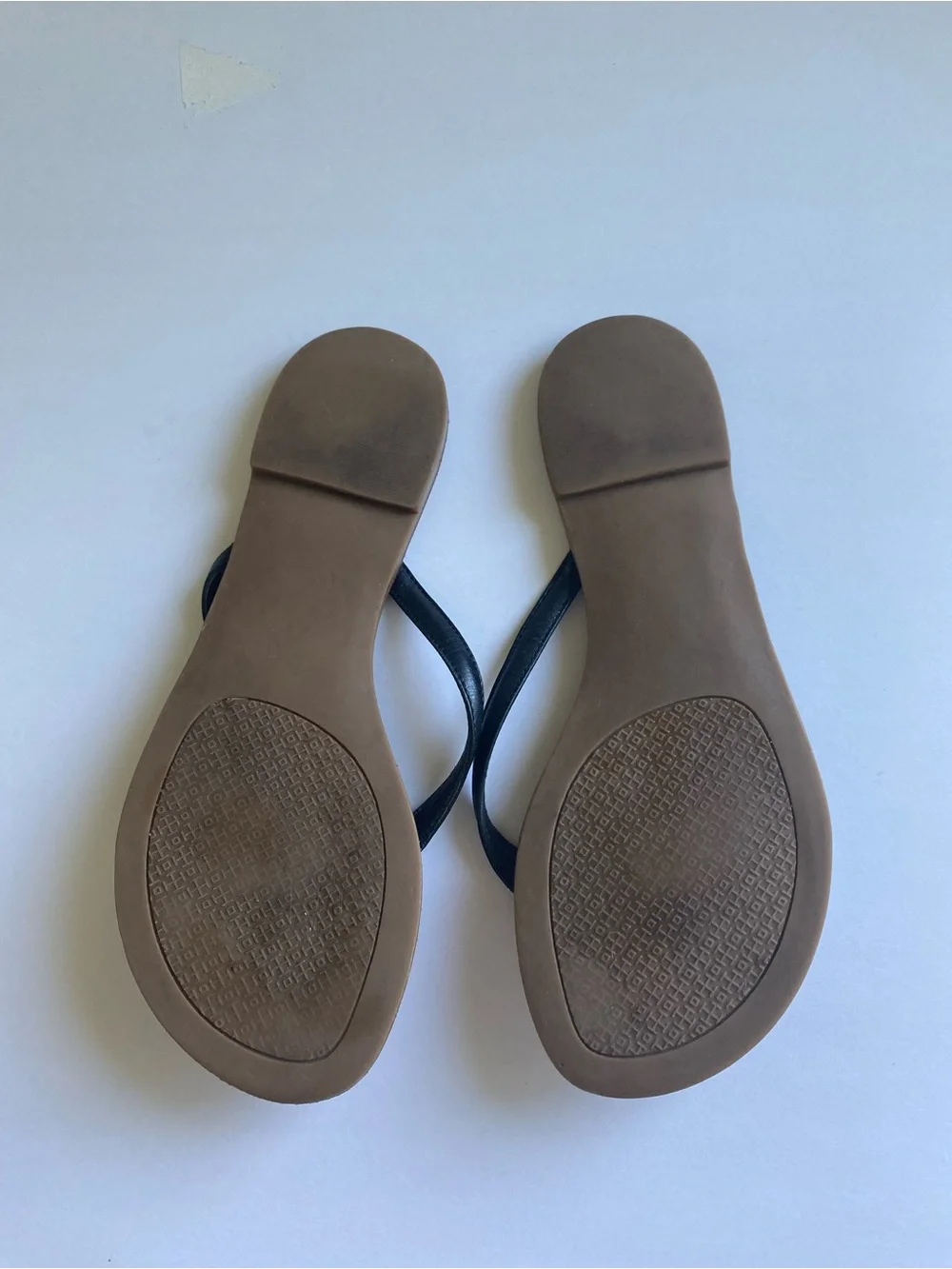Tory Burch Terra Black Leather Thong Sandals Size 5 Beach Resort Vaca